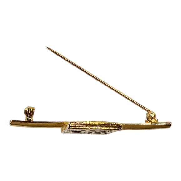 Anne Klein Lapel Bar Pin Iconic Lion Head Logo Vintage 1970s Gold Tone Tie Hat - Picture 4 of 8